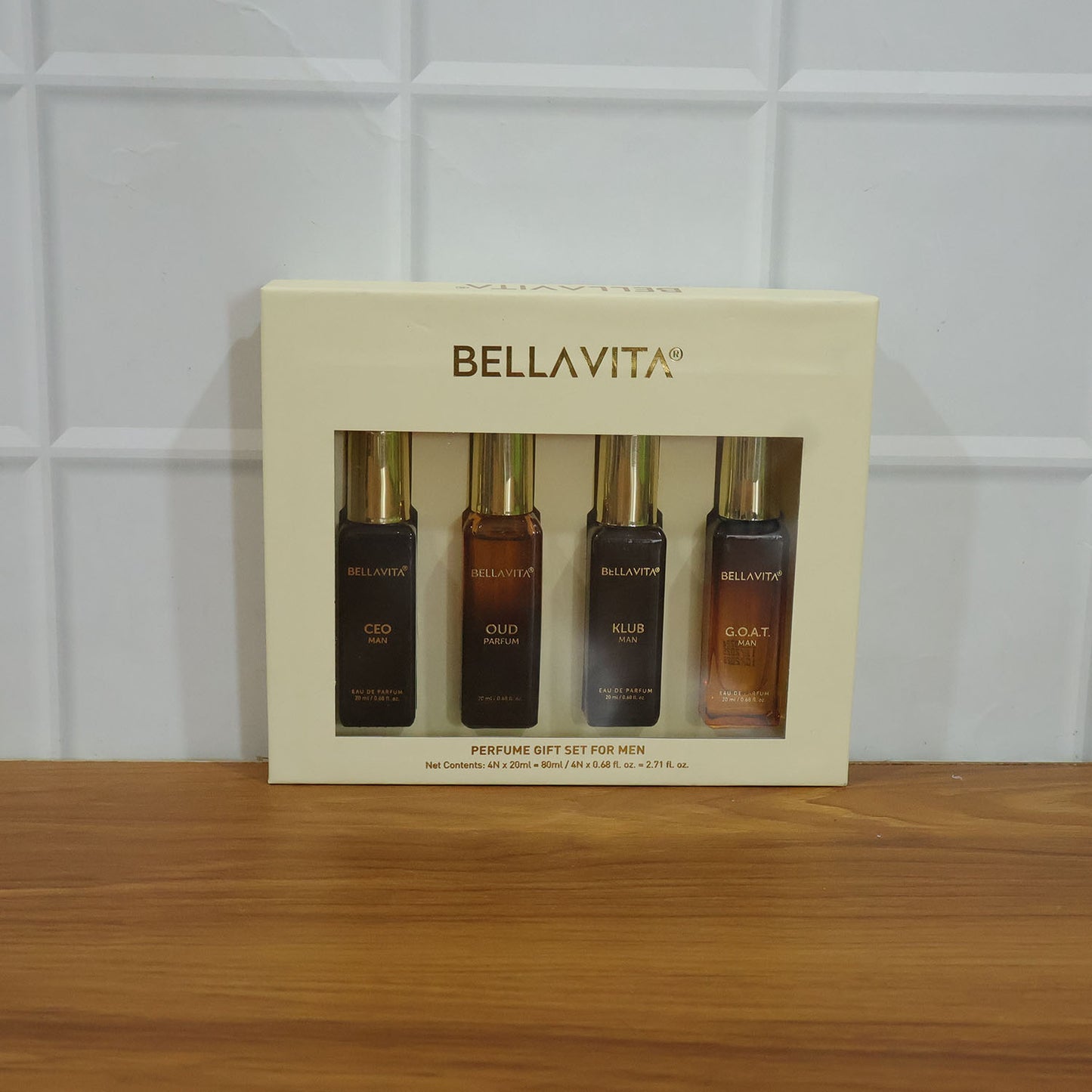 Bellavita Mens Luxury Perfume Gift Set (4 Pc 20 Ml Each)