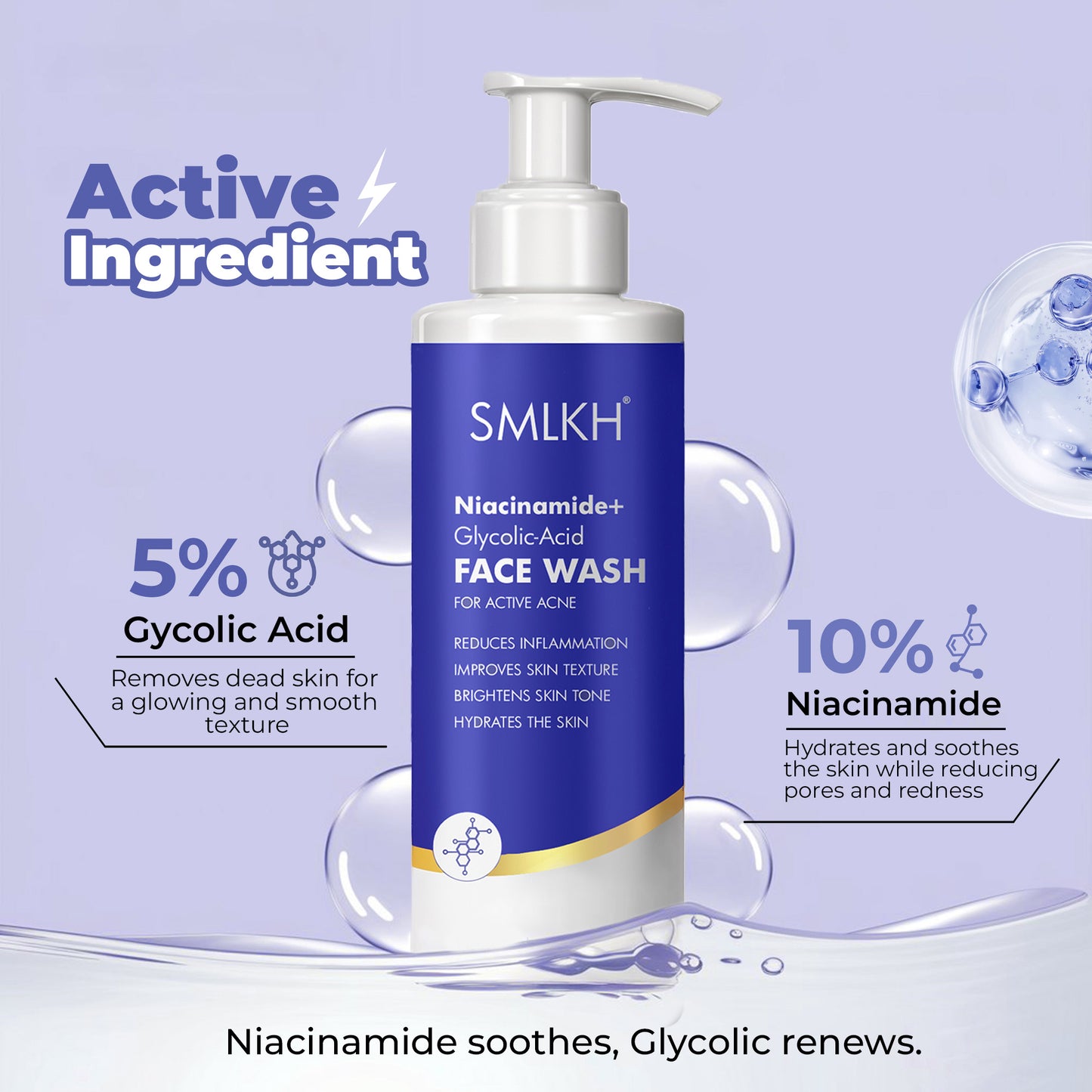 Niacinamide with Extract of Glycolic Acid – Deep Cleanser for Glowing, Oily Skin Face Wash (200 ml)