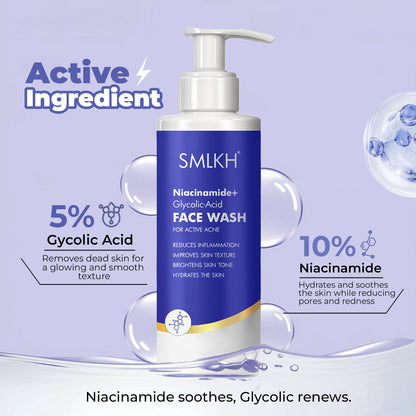 Niacinamide with Extract of Glycolic Acid – Deep Cleanser for Glowing, Oily Skin Face Wash (200 ml)