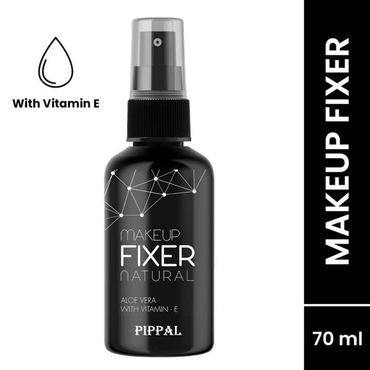 Pippal Beauty Makeup Fixer Natural Dewy Finish with Vitamin E And Aloe Vera Long-Lasting Hydrating & Refreshing Setting Spray 80ml (Pack of 1) with Sky High Supar Black Eyeliner And Mascara