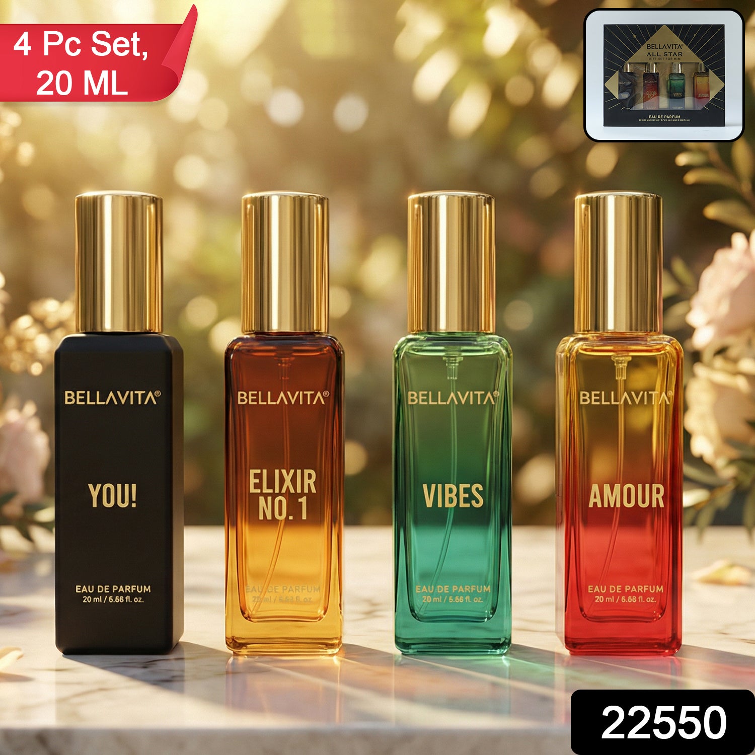 Bellavita Premium All Star Perfume Gift Set (4 Pc 20 Ml Each)