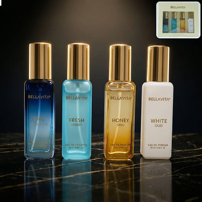Bellavita Premium Luxury Unisex Perfume Gift Set (4 Pc 20 Ml Each)