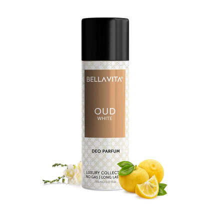 Bellavita Oud White Deo Perfume Body Spray For Men  Women 150 Ml
