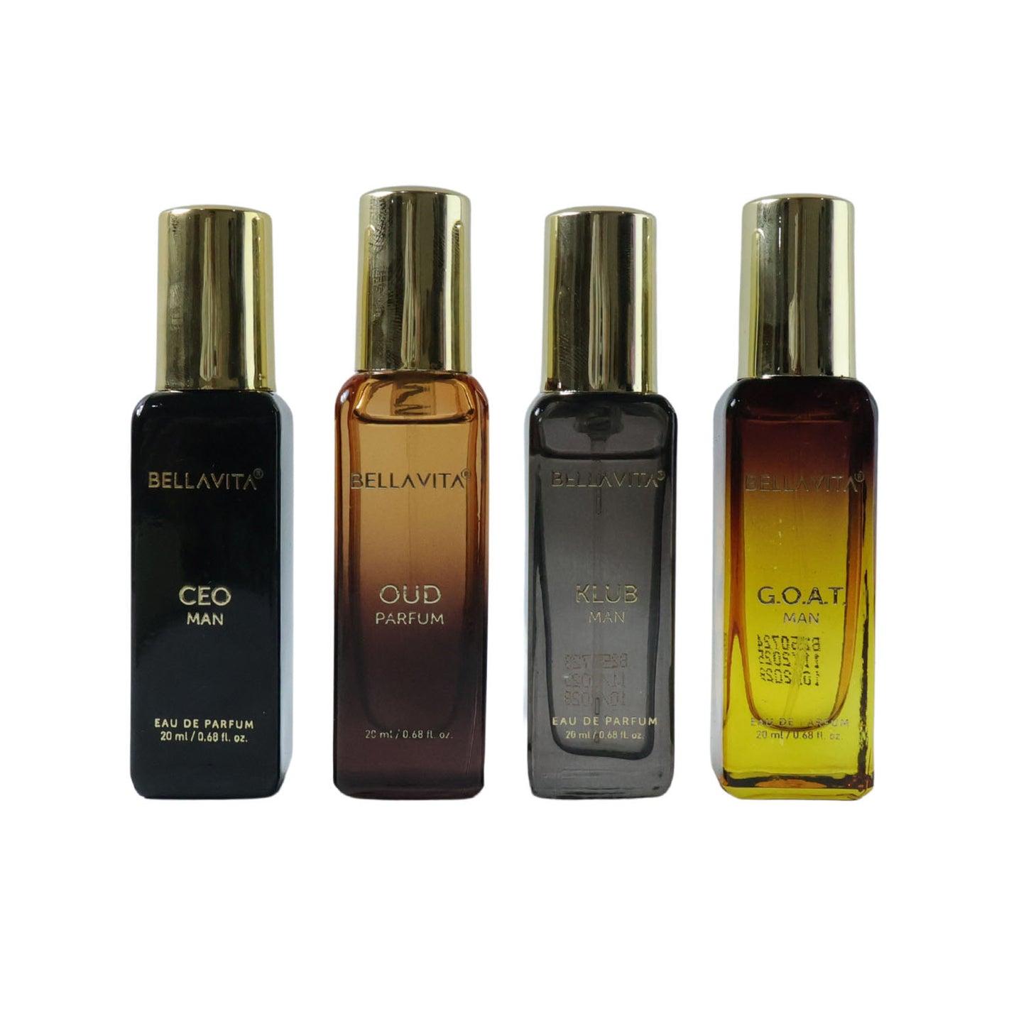 Bellavita Mens Luxury Perfume Gift Set (4 Pc 20 Ml Each)