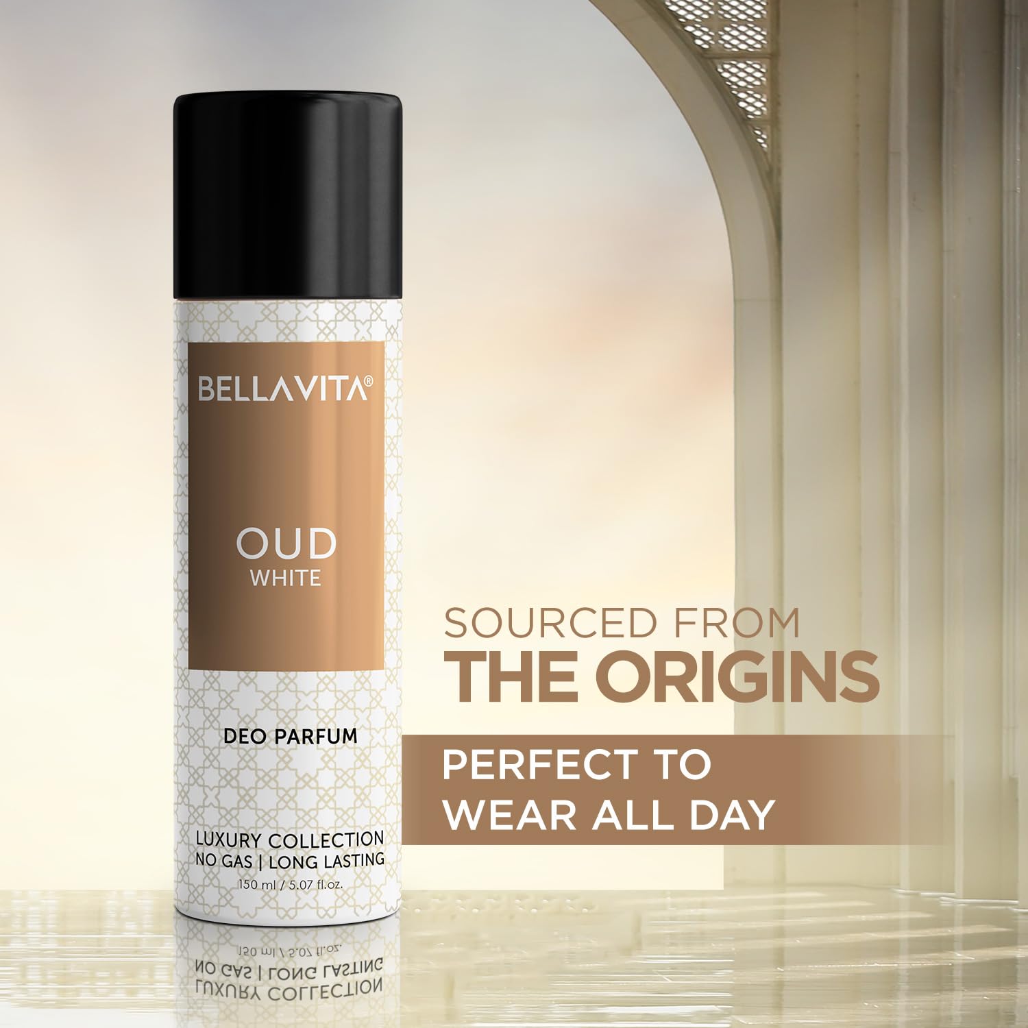 Bellavita Oud White Deo Perfume Body Spray For Men  Women 150 Ml