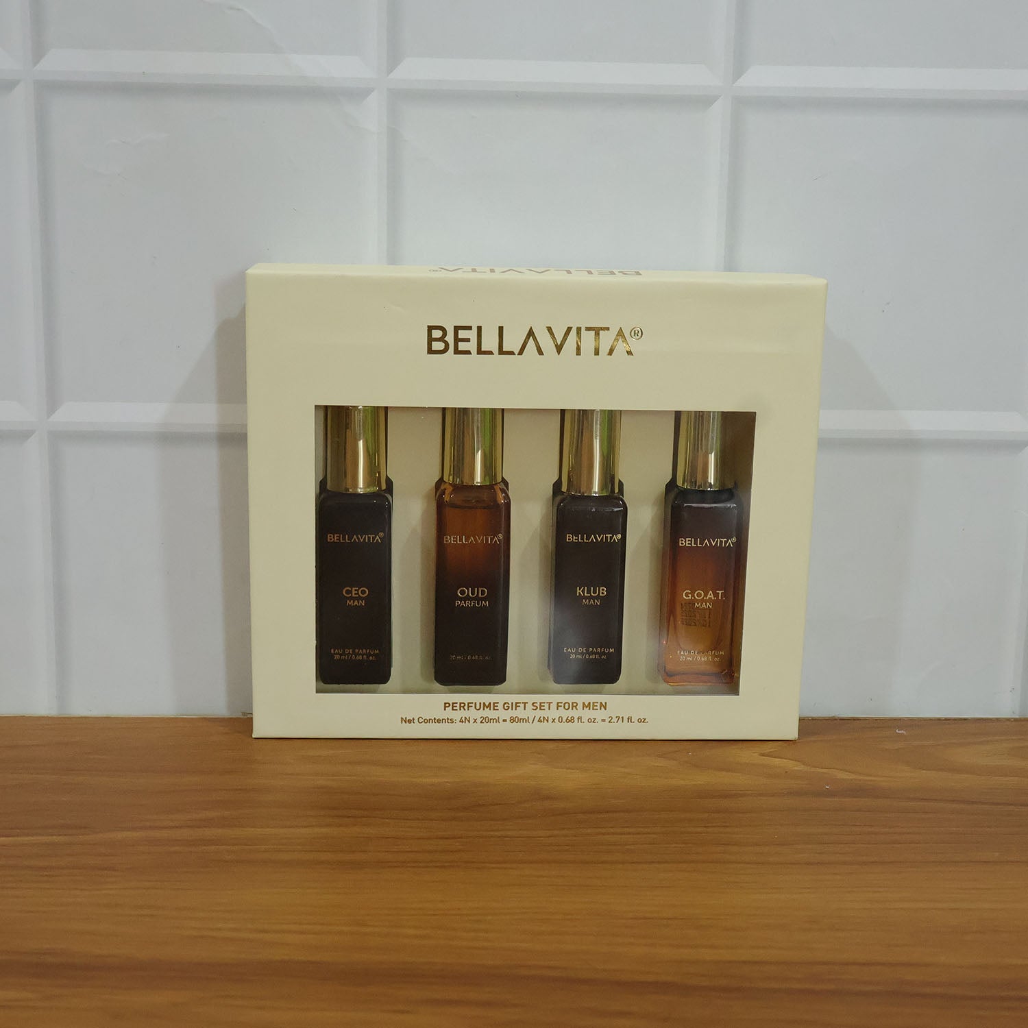 Bellavita Mens Luxury Perfume Gift Set (4 Pc 20 Ml Each)
