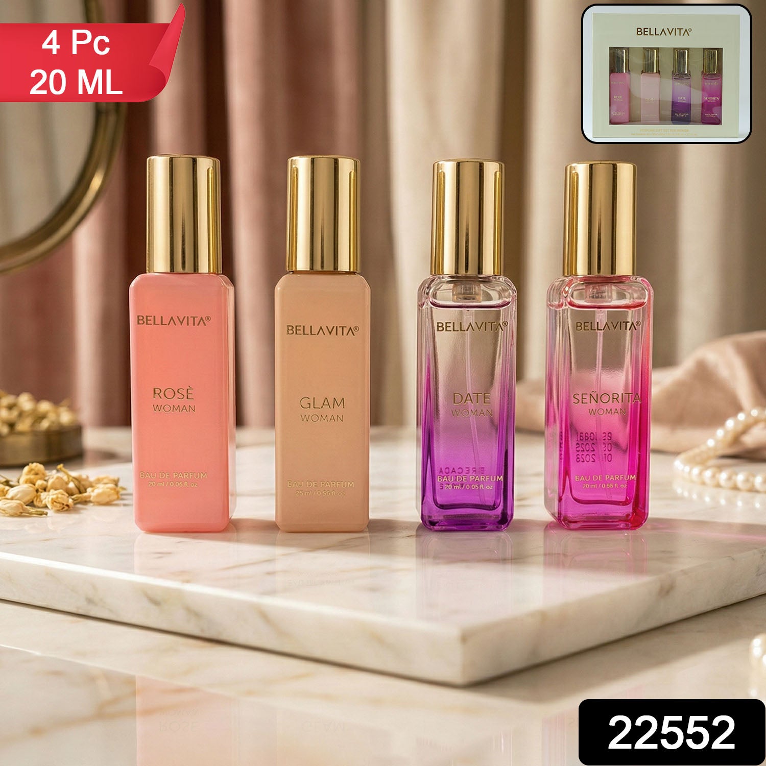 Bellavita Luxury Women Eau De Parfum Gift Set (4 Pc 20 Ml Each)