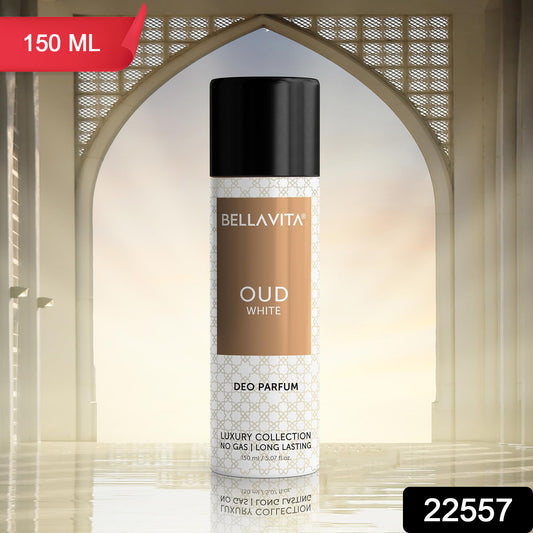 Bellavita Oud White Deo Perfume Body Spray For Men  Women 150 Ml