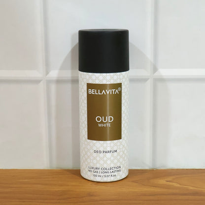 Bellavita Oud White Deo Perfume Body Spray For Men  Women 150 Ml