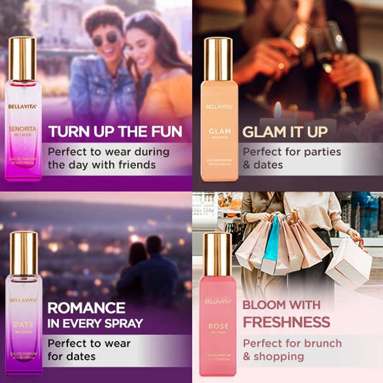 Bellavita Luxury Women Eau De Parfum Gift Set (4 Pc 20 Ml Each)